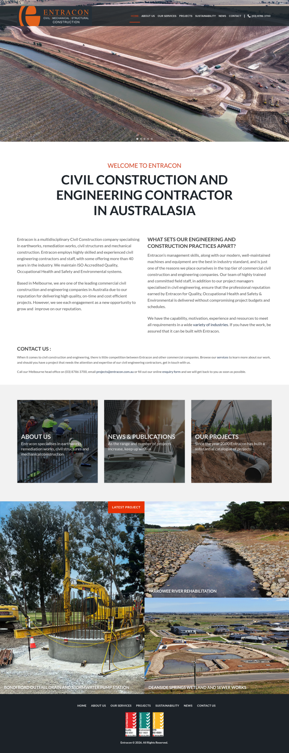 Entracon Civil Pty Ltd homepage screenshot