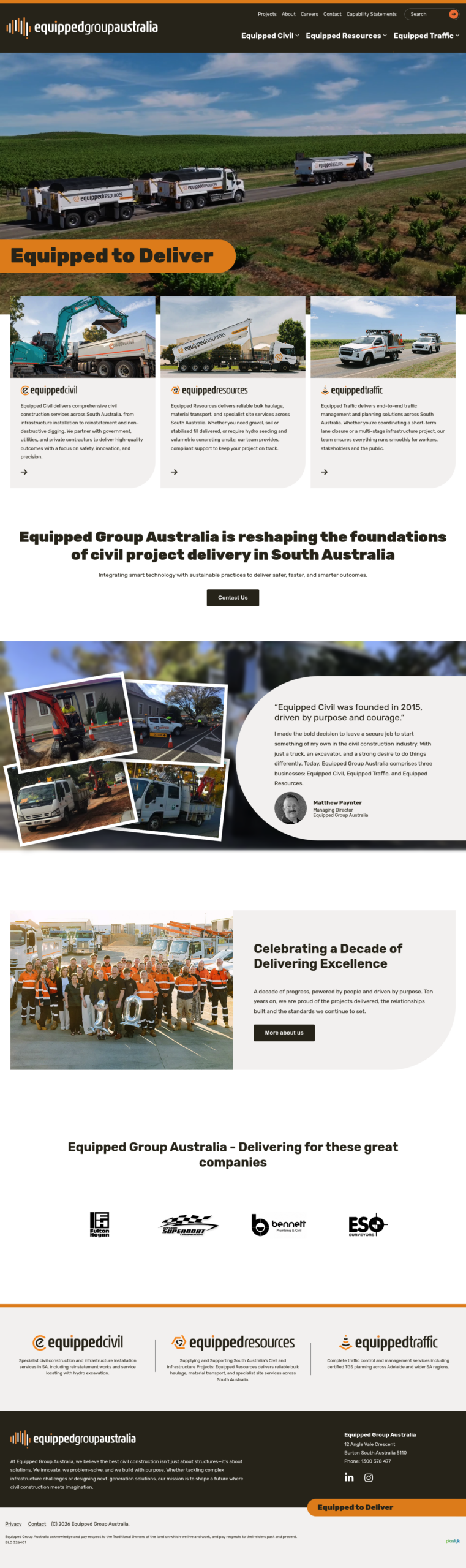 Equipped Group Australia homepage screenshot