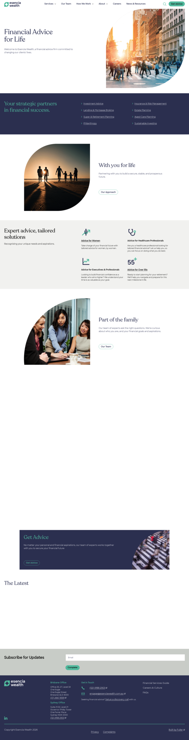 Esencia Wealth homepage screenshot