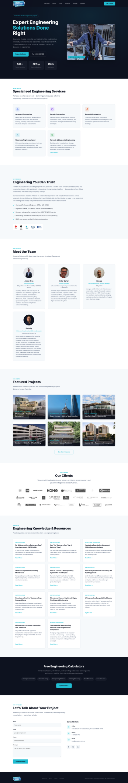 Excelo Consulting Engineers homepage screenshot