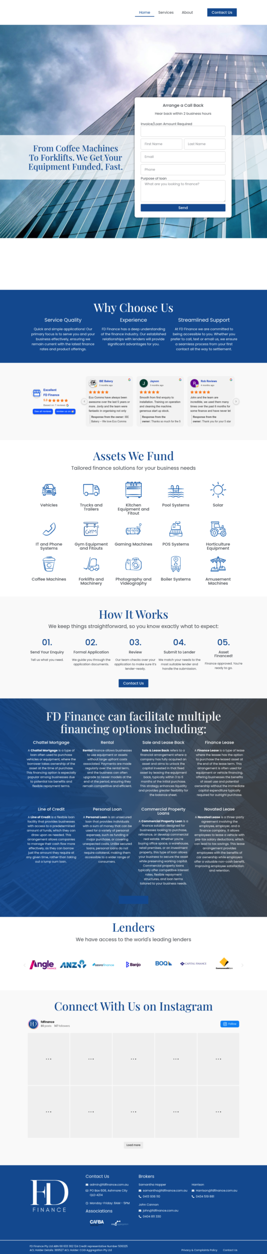 F D FINANCE homepage screenshot
