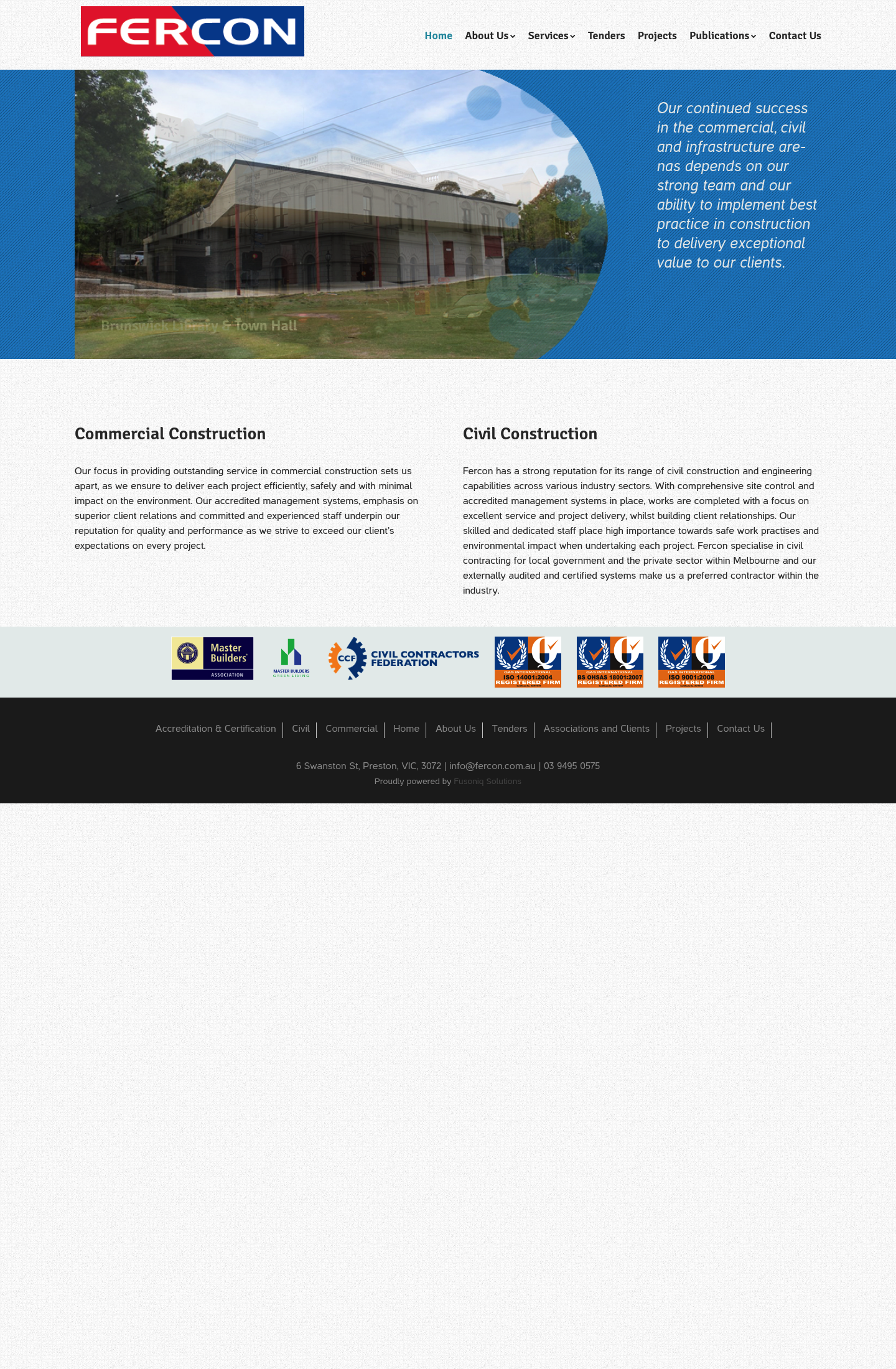 Fercon homepage screenshot