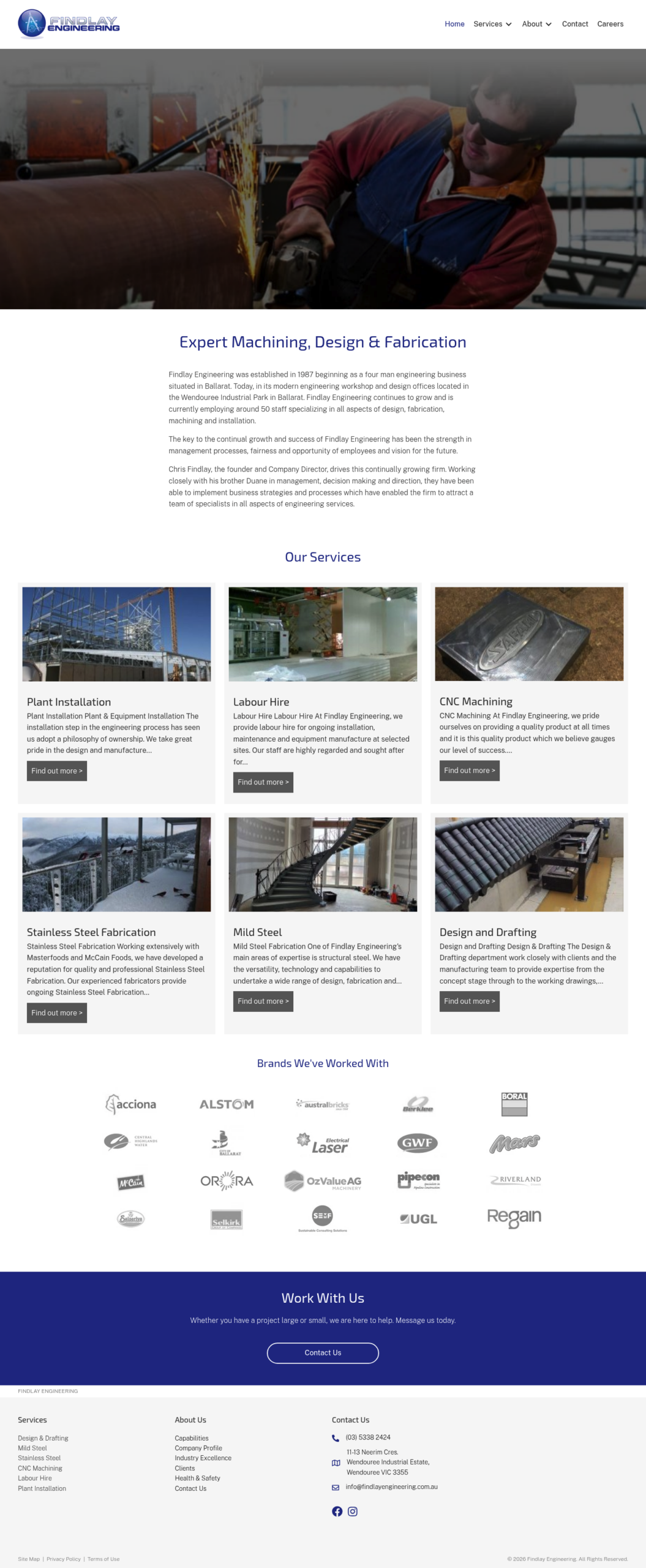 Findlayengineering homepage screenshot