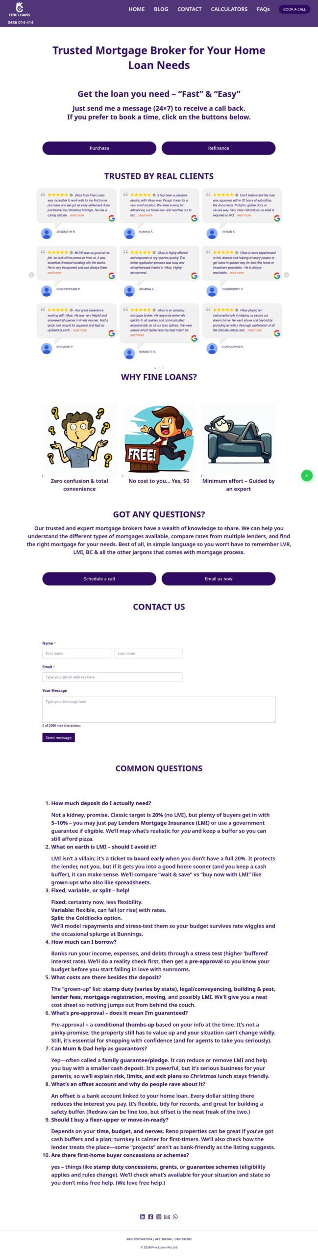 Fine Loans | Mortgage Broker Firm homepage screenshot