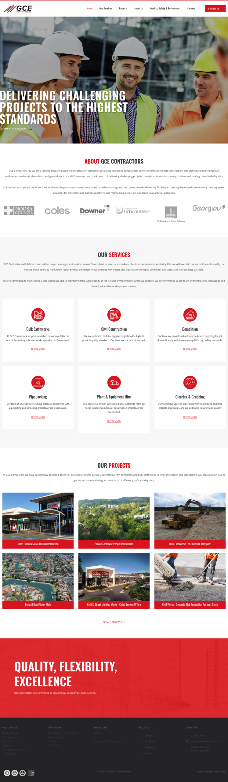 GCE Contractors Pty Ltd homepage screenshot