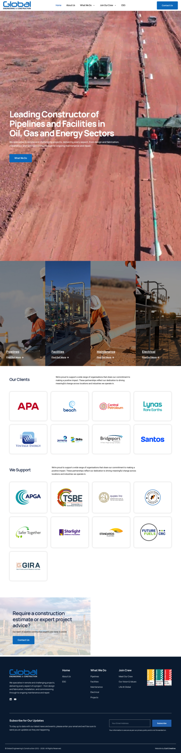 Global Engineering and Construction Pty Ltd homepage screenshot