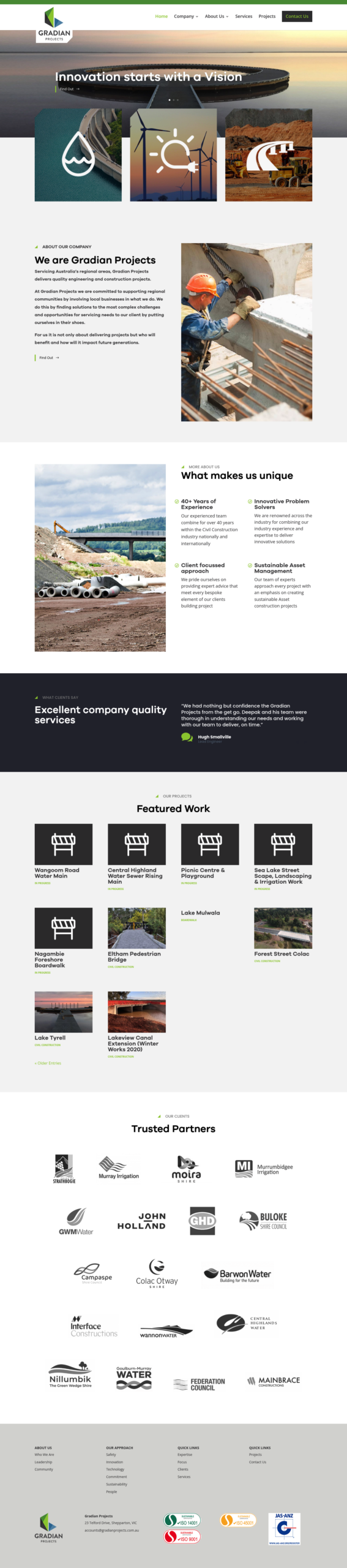 Gradian Projects homepage screenshot