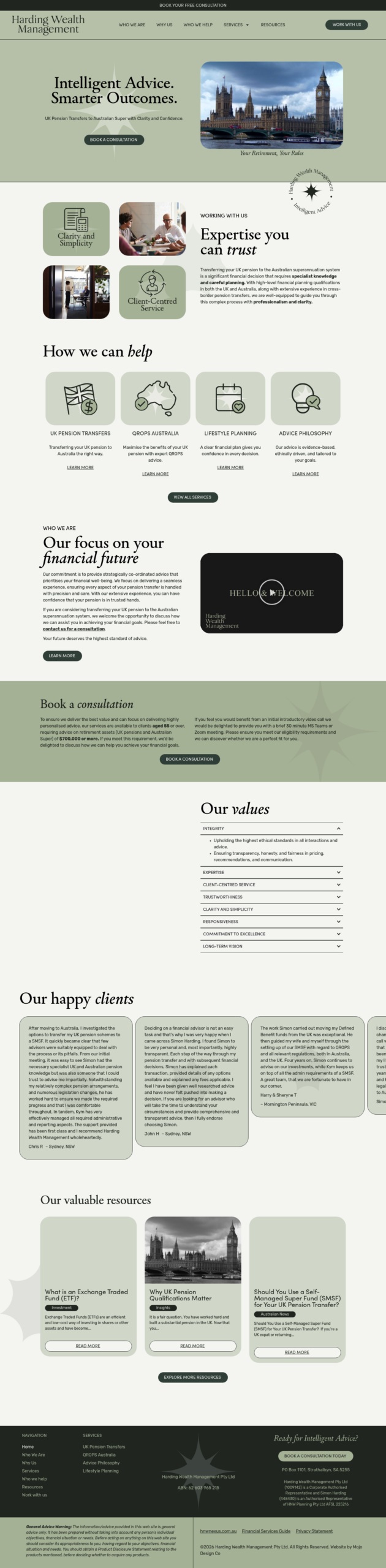 Hardingwealthmanagement homepage screenshot
