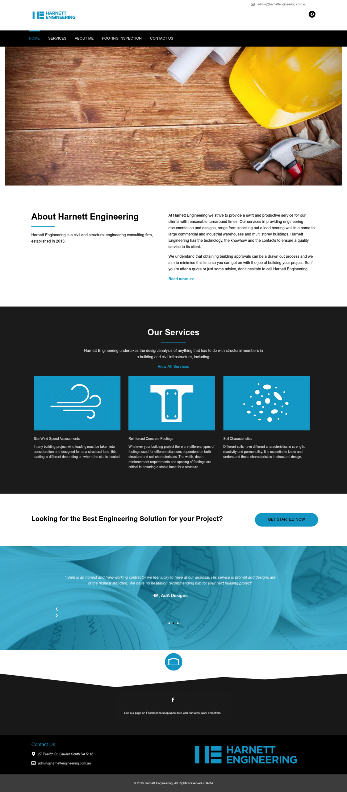 Harnett Engineering homepage screenshot