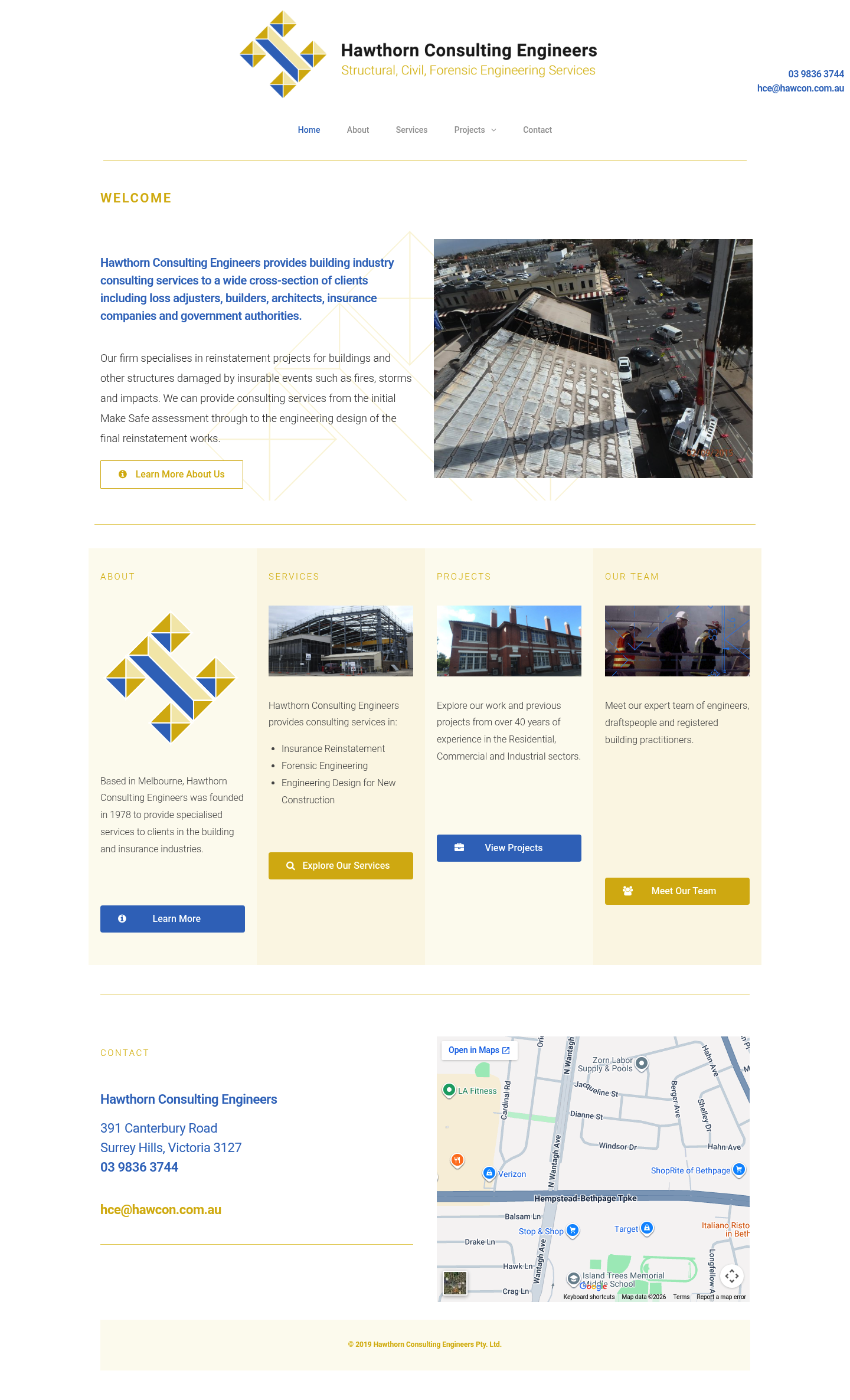 Hawthorn Consulting Engineers Pty Ltd homepage screenshot