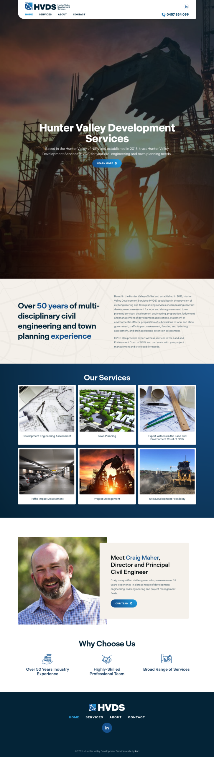 Hunter Valley Development Services homepage screenshot