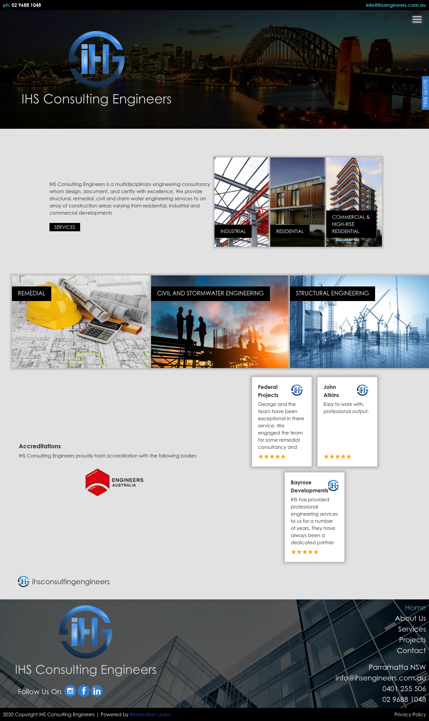 IHS Consulting Engineers homepage screenshot
