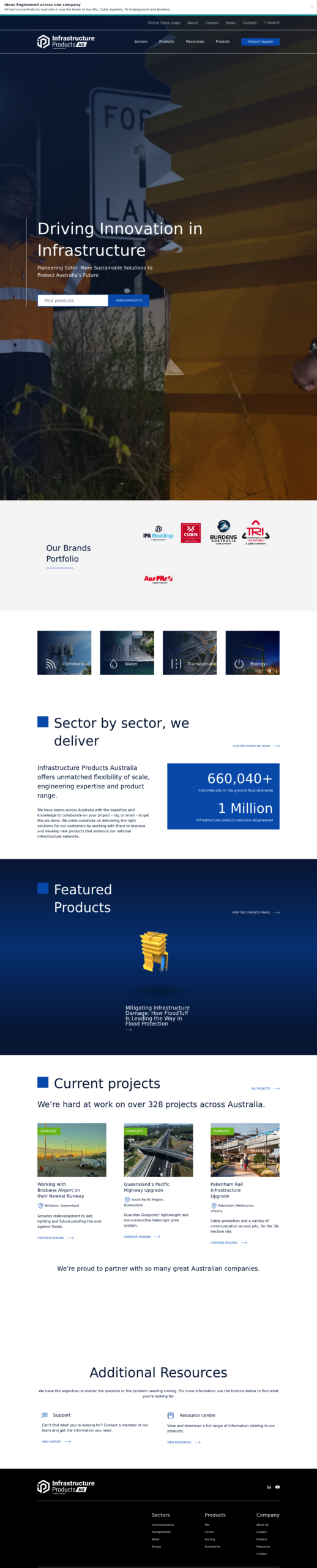 Infrastructure Products Australia homepage screenshot
