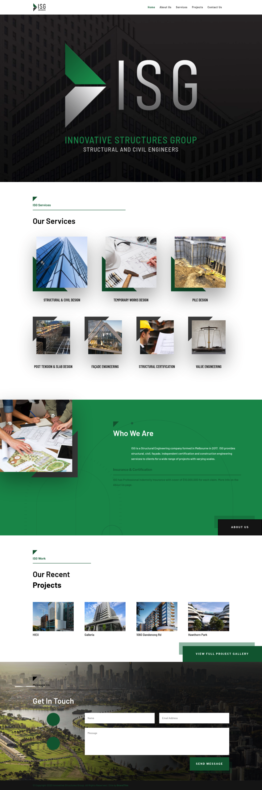 Innovative Structures Group (ISG) homepage screenshot