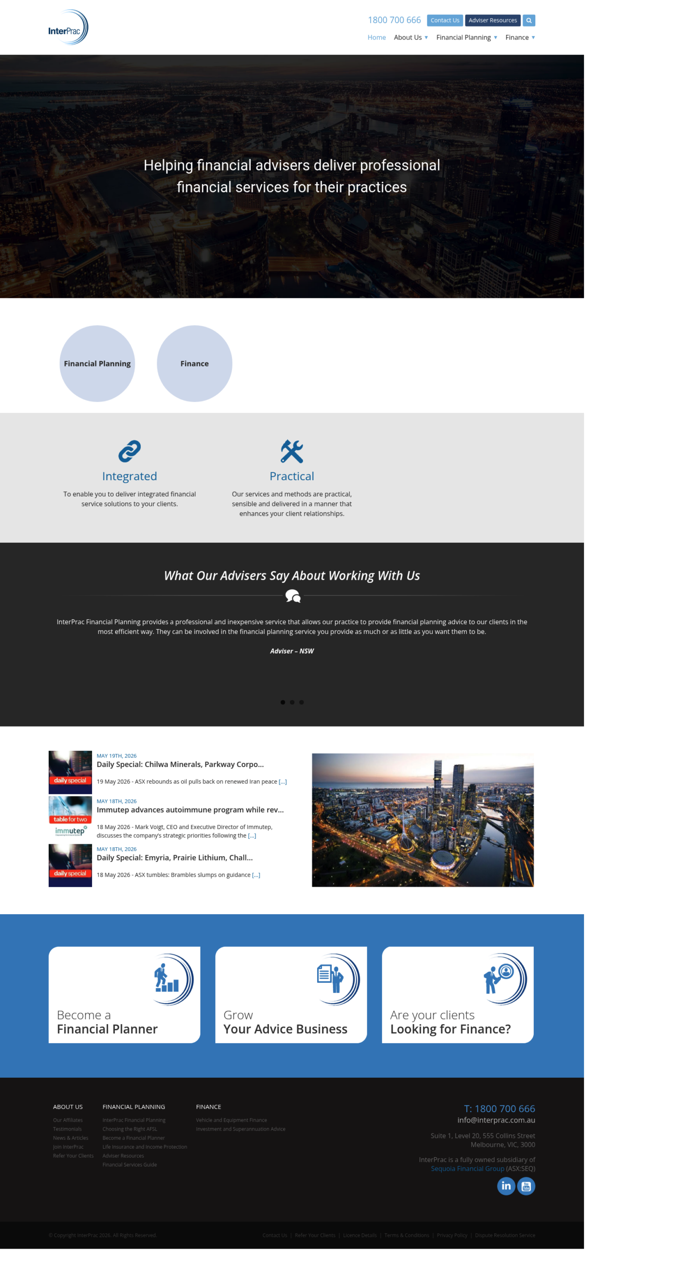 InterPrac Financial Planning Pty Ltd homepage screenshot