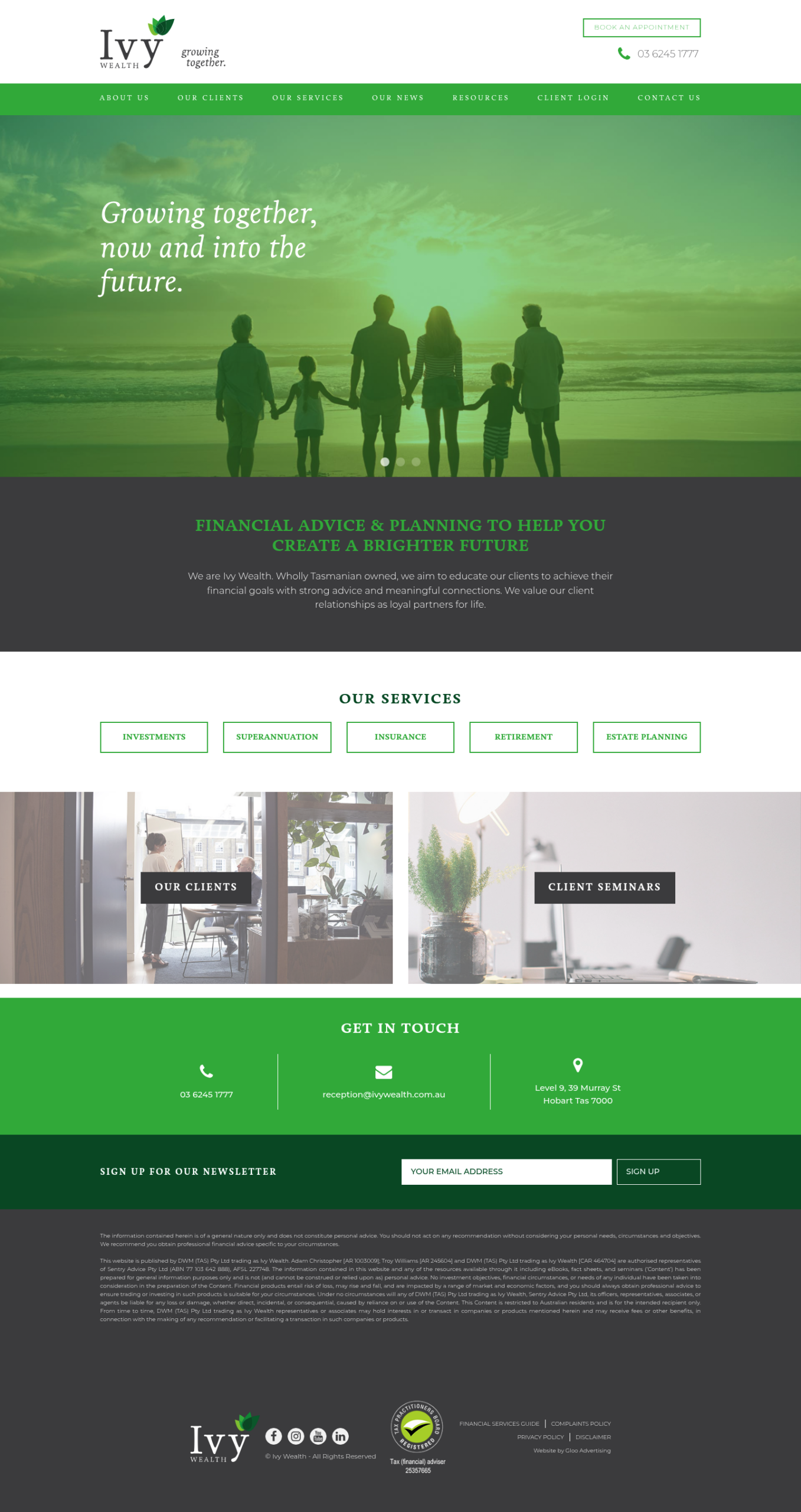 Ivy Wealth homepage screenshot