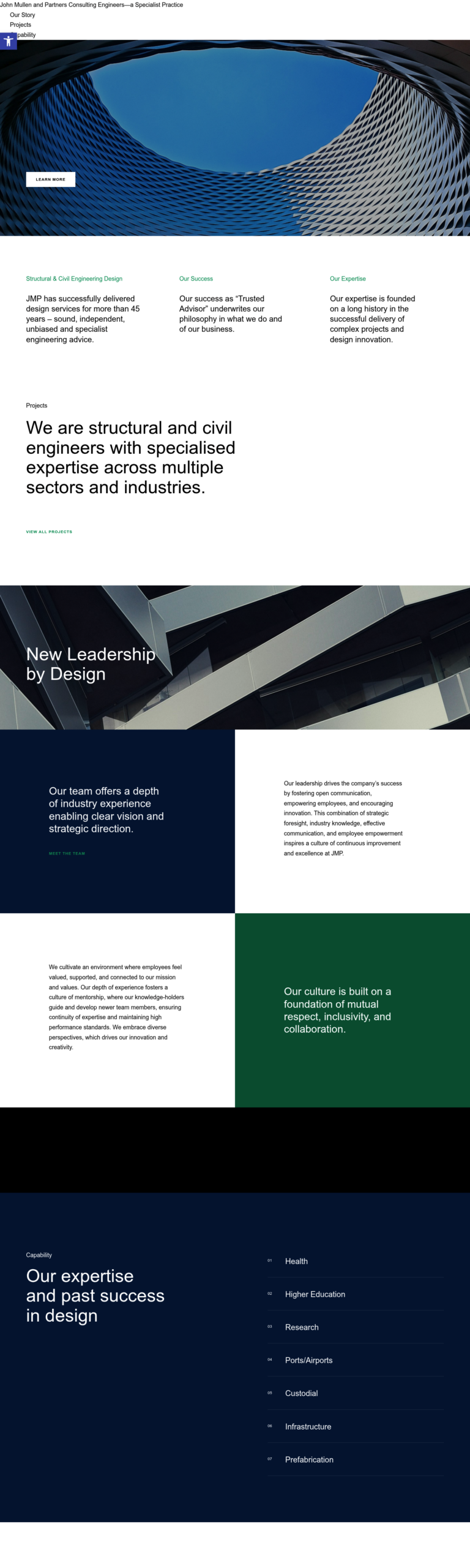 JMP Consulting Engineers homepage screenshot