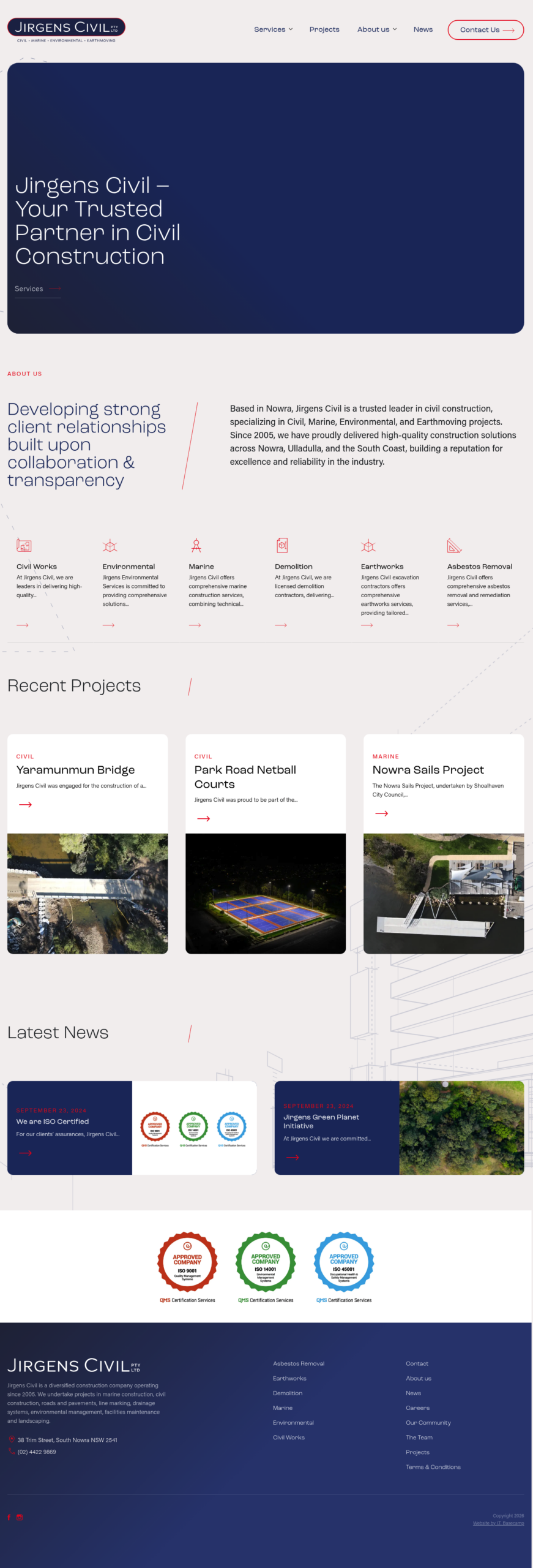 Jirgens Civil Pty Ltd. homepage screenshot
