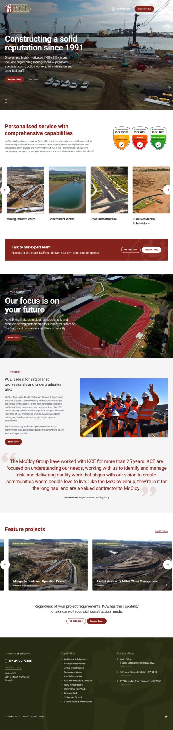 Kce homepage screenshot