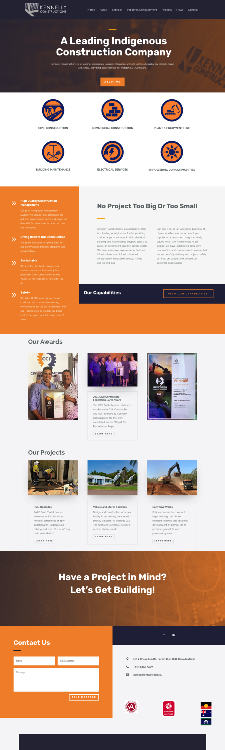 Kennelly Constructions homepage screenshot