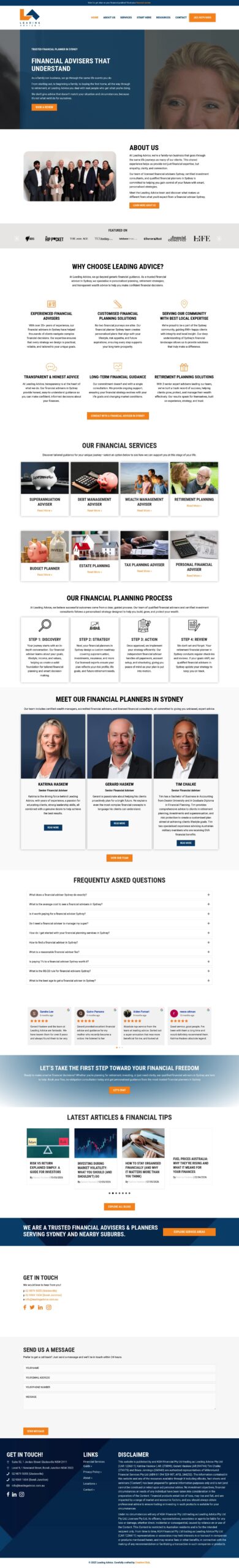 Leading Advice homepage screenshot