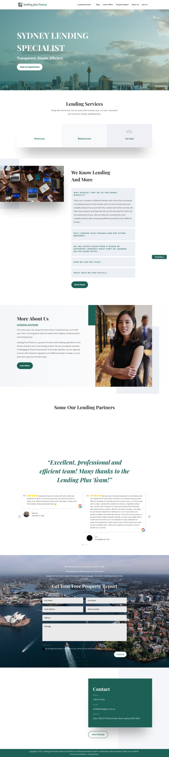 Lending Plus Finance homepage screenshot