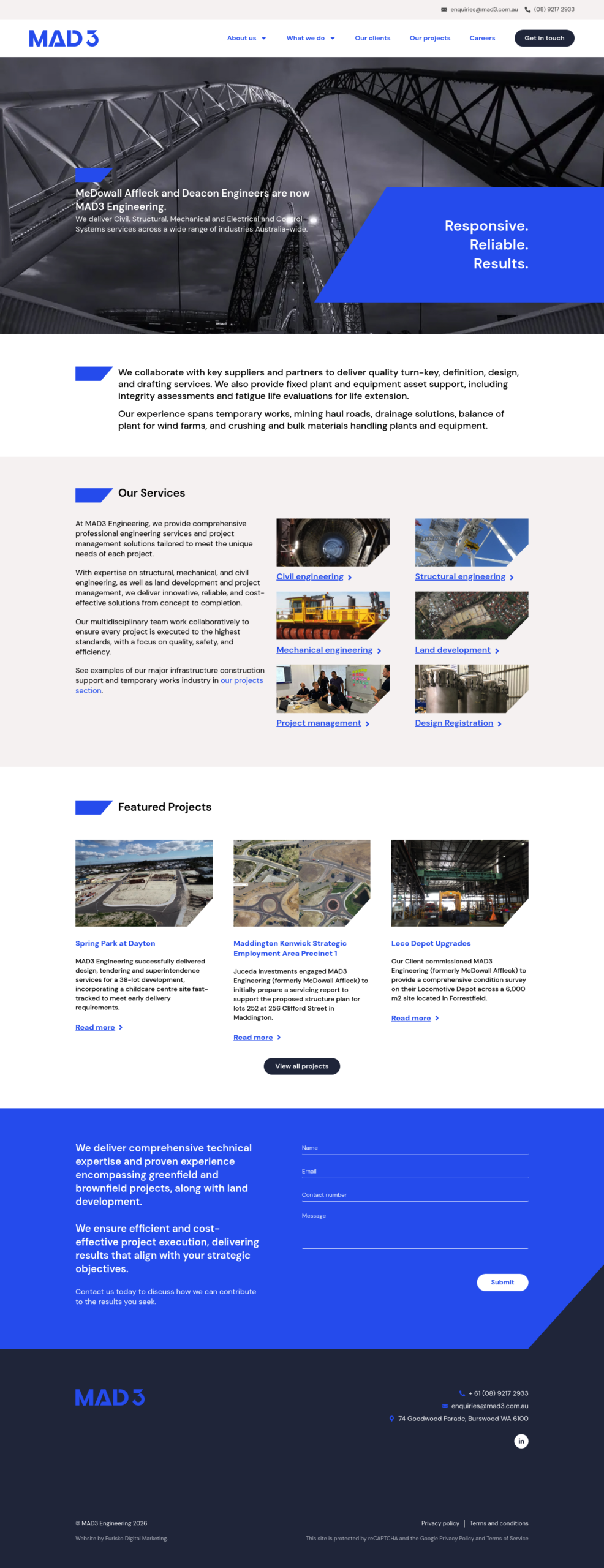 MAD3 Engineering homepage screenshot