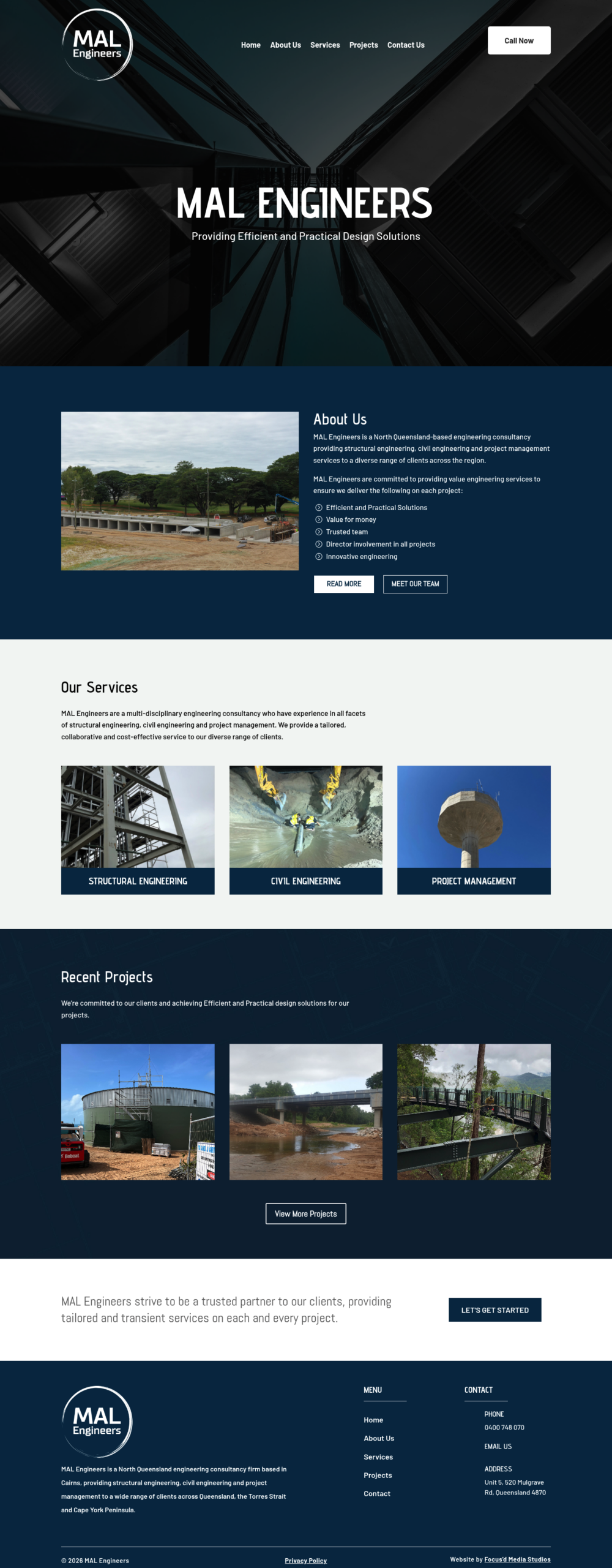MAL Engineers Pty Ltd homepage screenshot