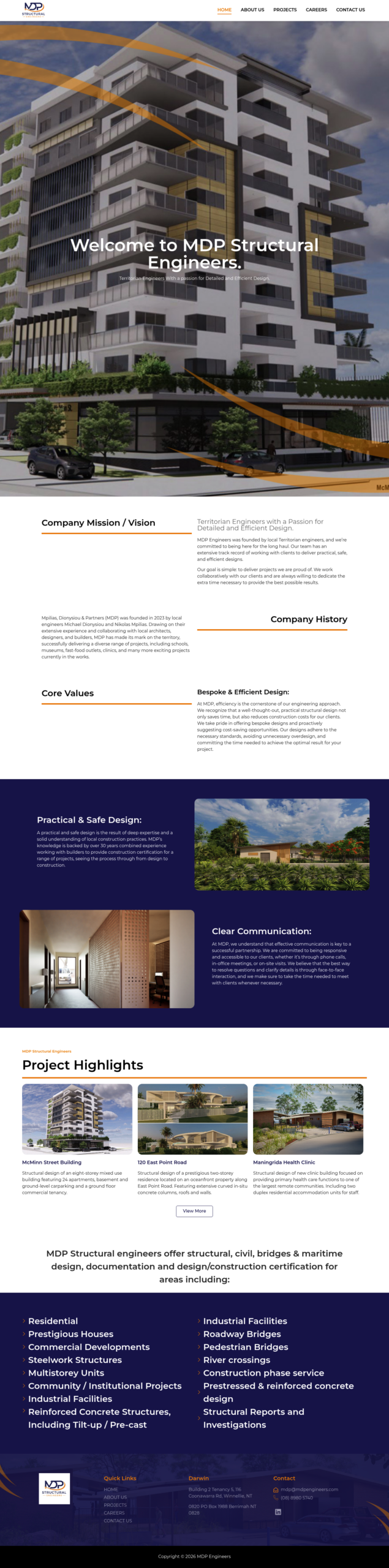 MDP Structural Engineers homepage screenshot