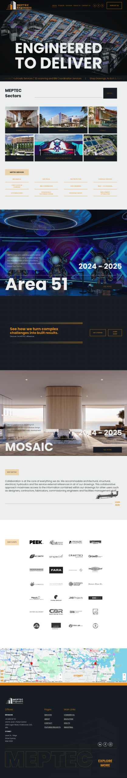 MEPTEC Engineers homepage screenshot
