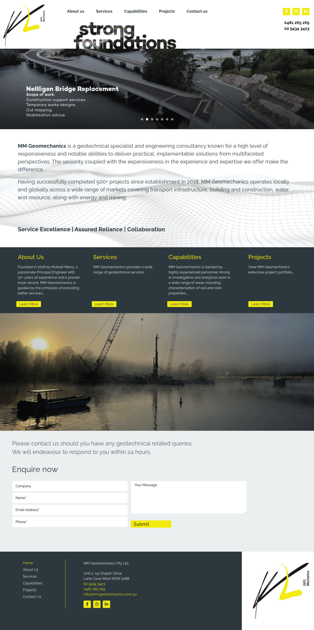 MM Geomechanics homepage screenshot