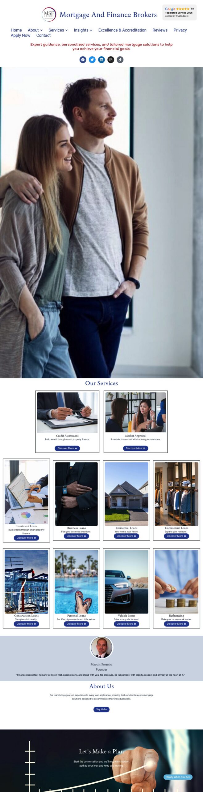 MSF Credit homepage screenshot