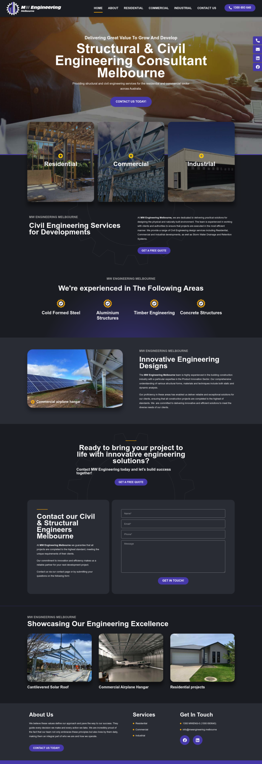 MW Engineering Melbourne homepage screenshot