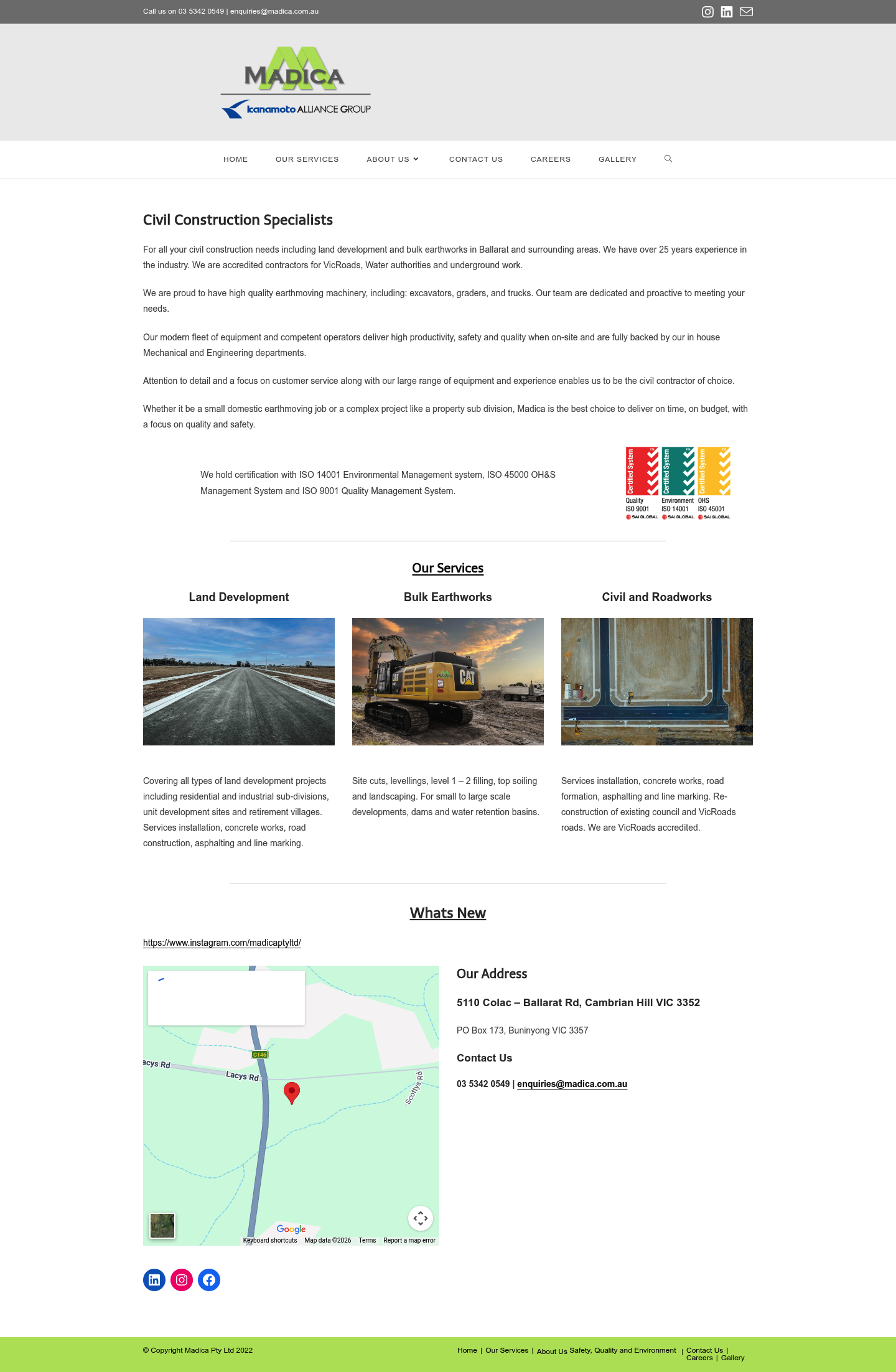 Madica Pty Ltd homepage screenshot