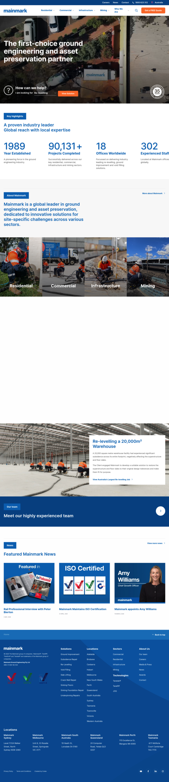 Mainmark homepage screenshot