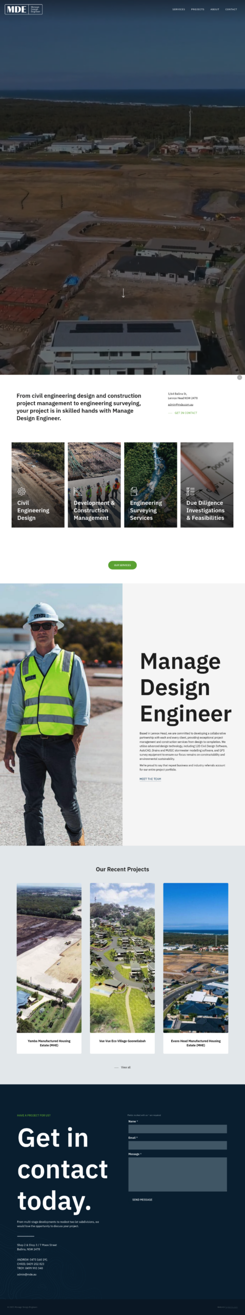 Manage-Design-Engineer (MDE) homepage screenshot