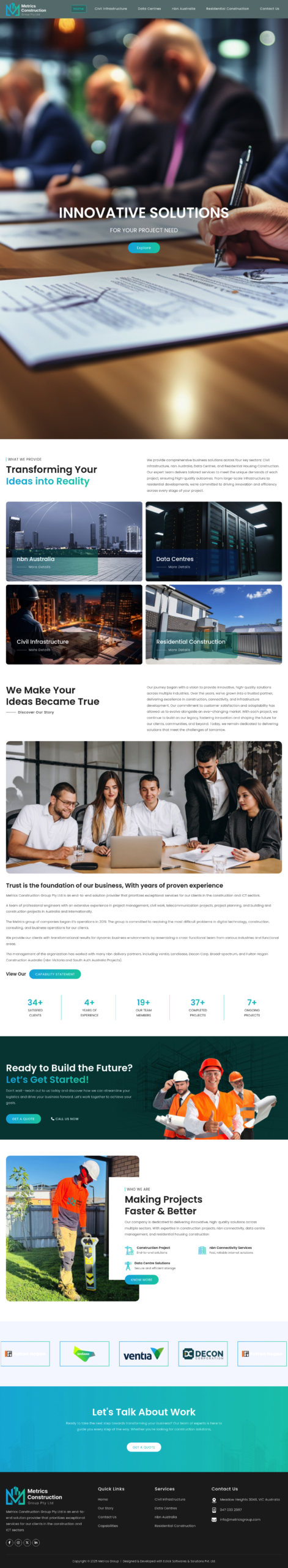 Metrics Construction Group Pty Ltd homepage screenshot