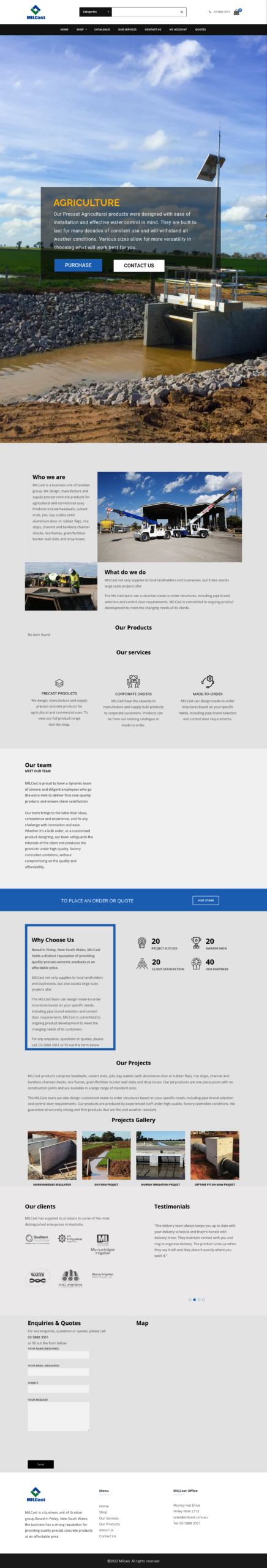 Milcast homepage screenshot