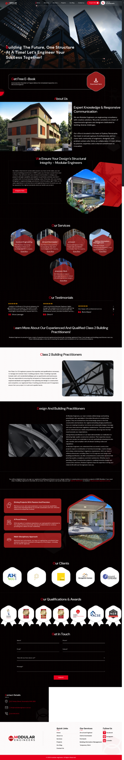 Modular Engineers Pty Ltd homepage screenshot