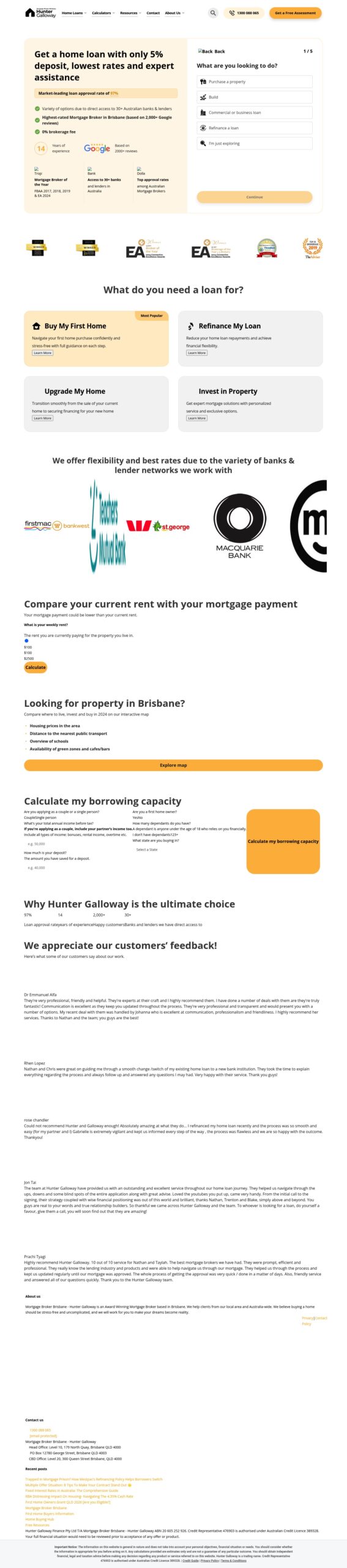 Mortgage Broker Brisbane - Hunter Galloway homepage screenshot