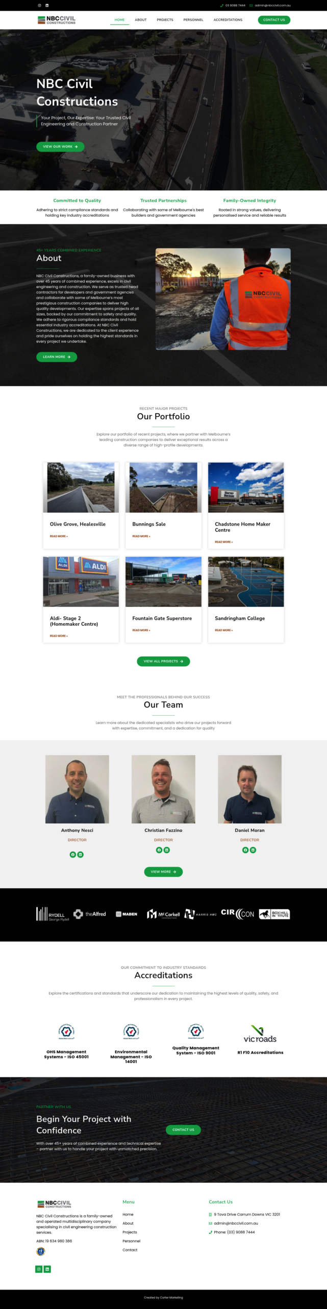 NBC Civil Constructions Pty Ltd homepage screenshot