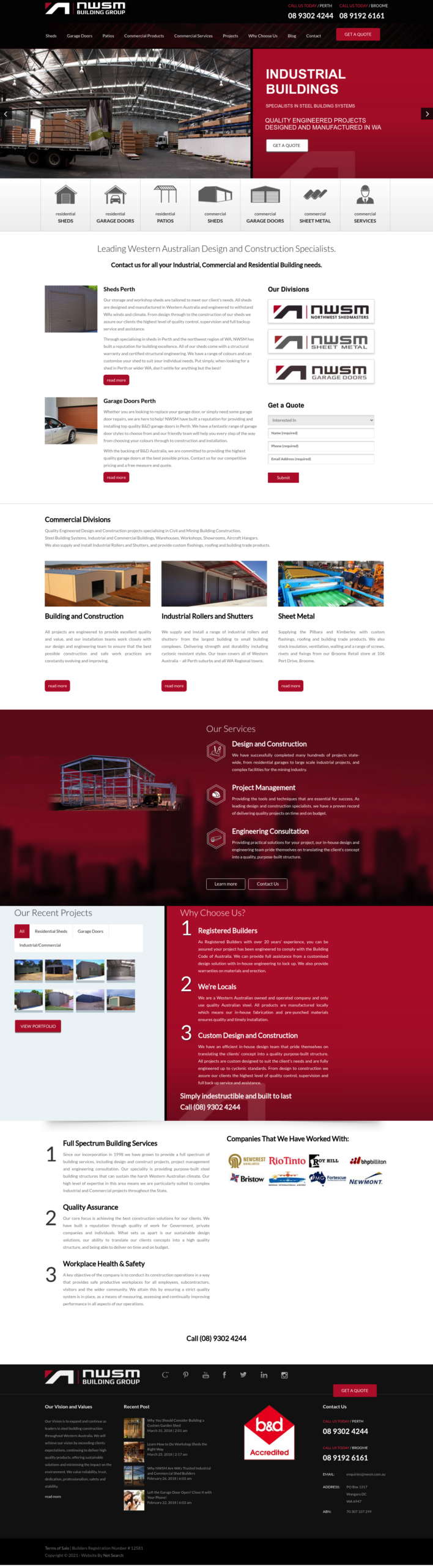 NWSM Building Group homepage screenshot
