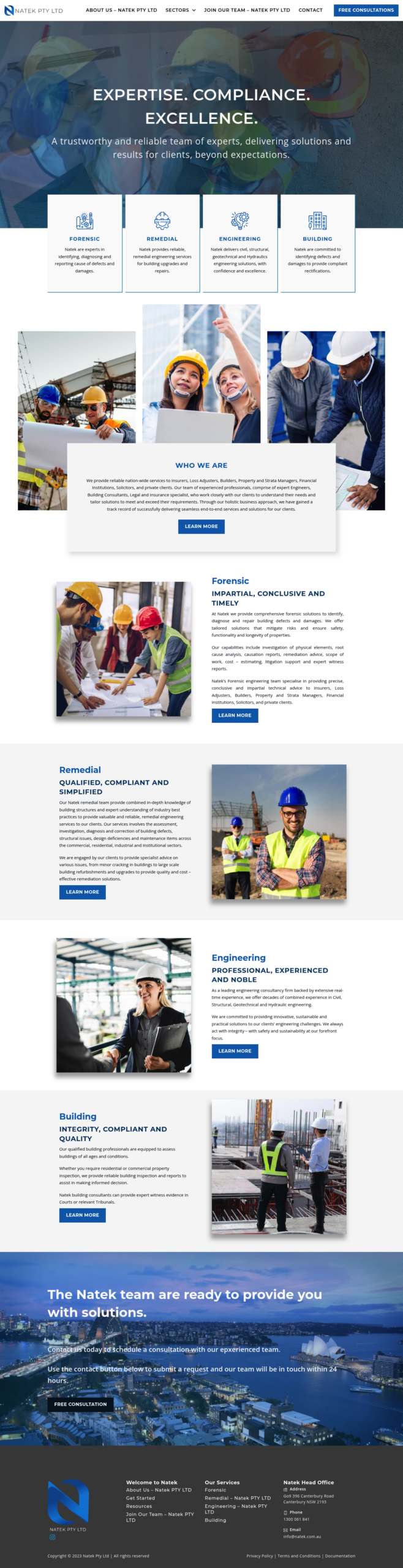 Natek Engineering & Building Consultancy homepage screenshot