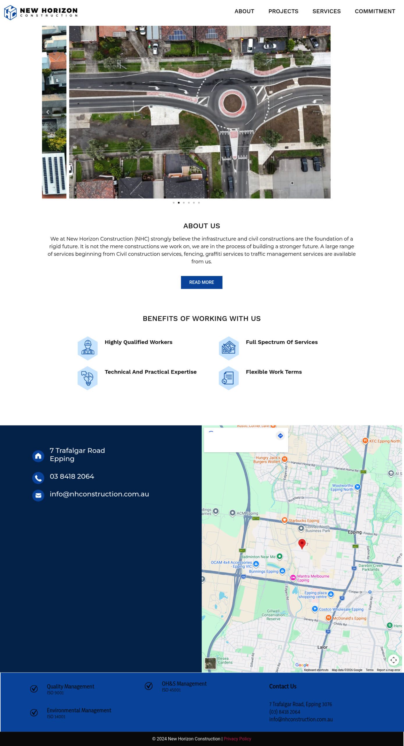 New Horizon Construction homepage screenshot