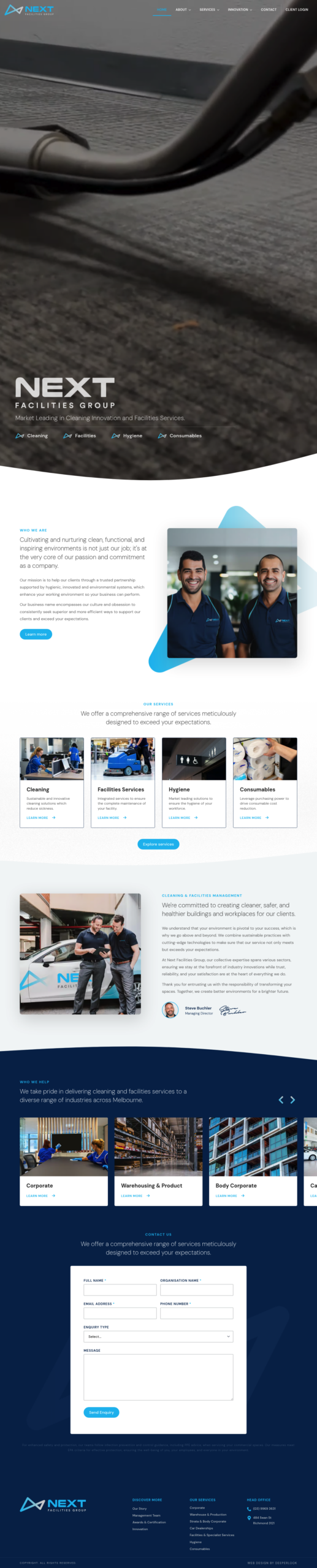 Next Facilities Group homepage screenshot