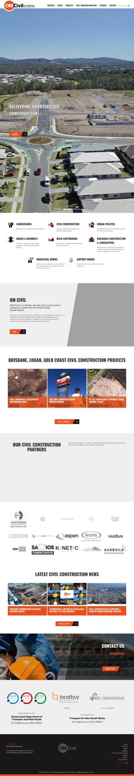 OM Civil homepage screenshot