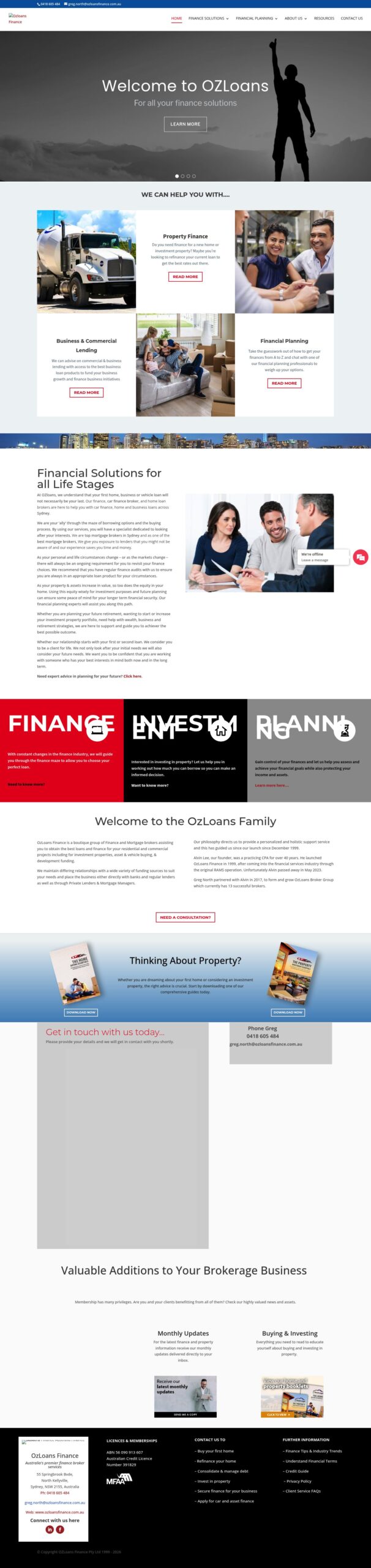 OZ Loans Finance homepage screenshot