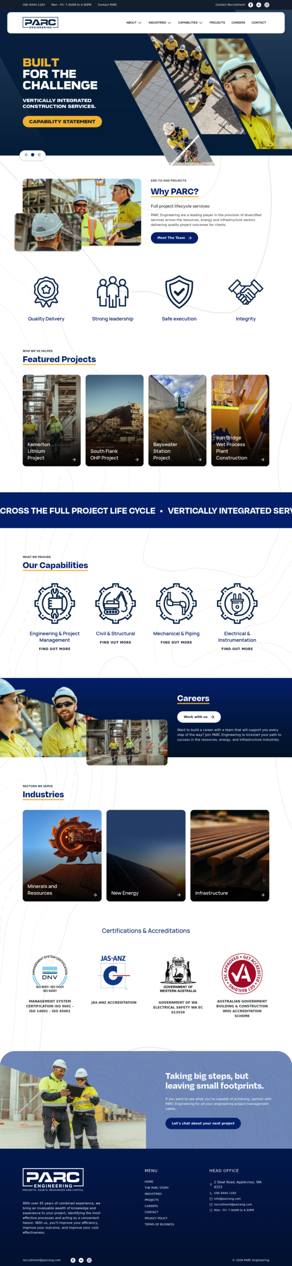 PARC Engineering Pty Ltd homepage screenshot