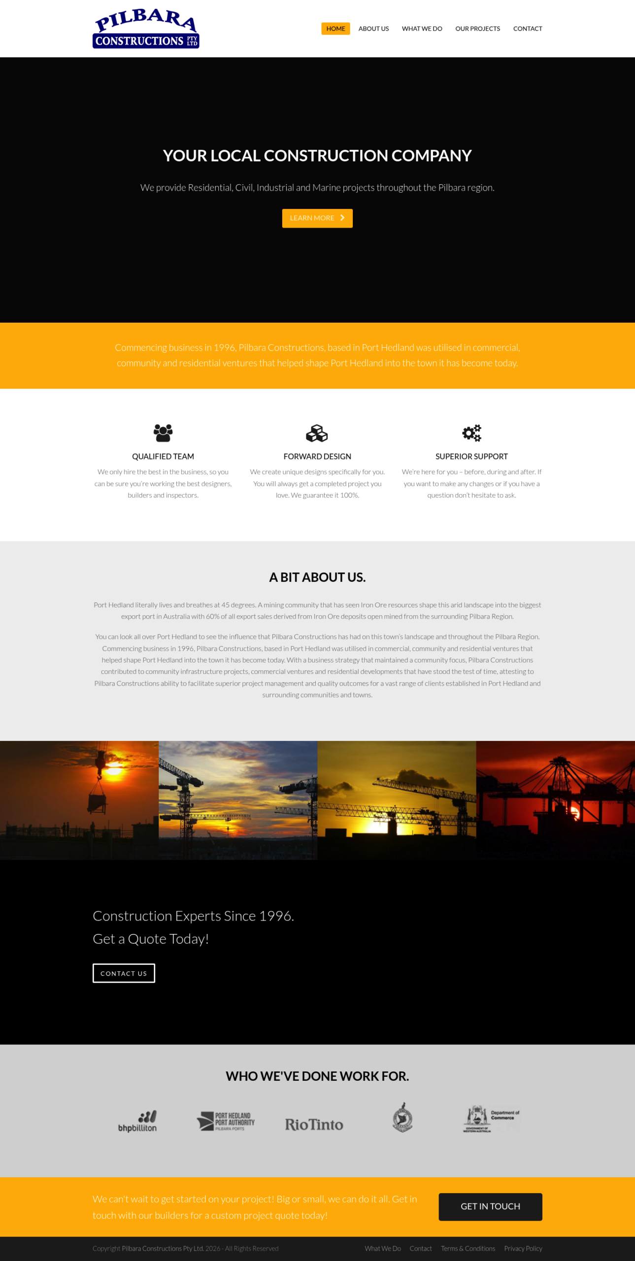 PILBARA CONSTRUCTIONS PTY LTD homepage screenshot