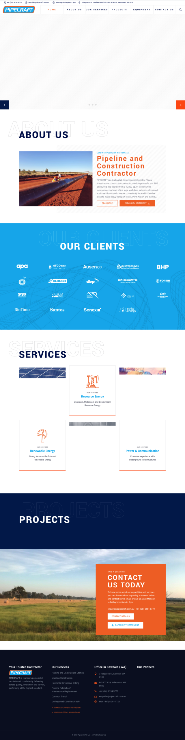 PIPECRAFT homepage screenshot